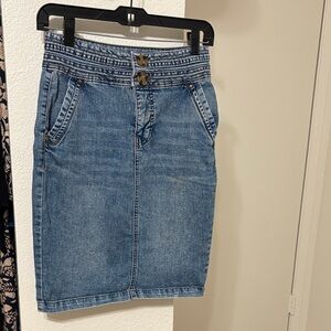 one 5 one Light Blue Denim Pencil Skirt